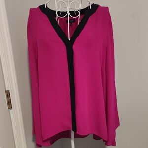 Women's Pink Blouse with Black Trim